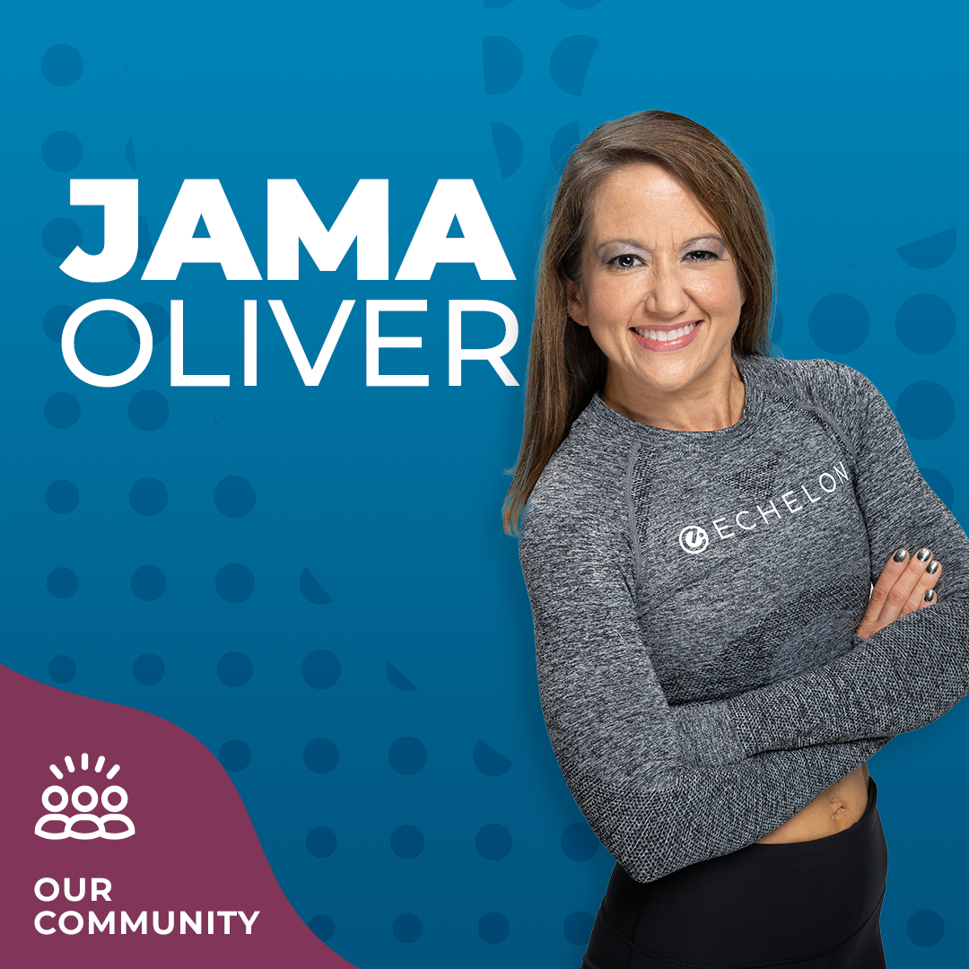 Jama Oliver headshot on blue background