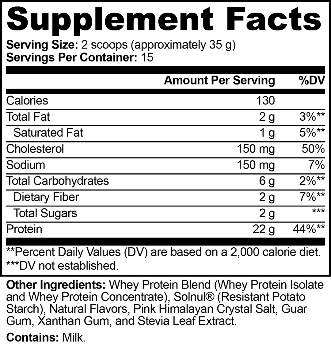 Echelon Performance Whey Protein (Chocolate) Supplement Facts
