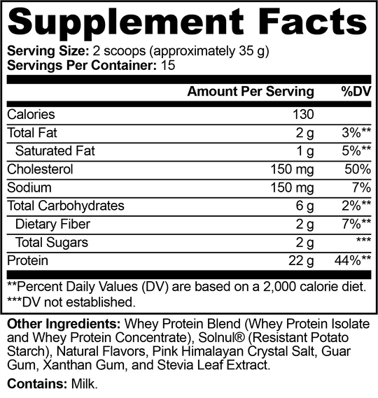 Echelon Performance Whey Protein (Chocolate) Supplement Facts