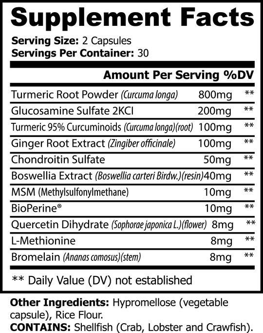 Echelon Platinum Turmeric Supplement Facts