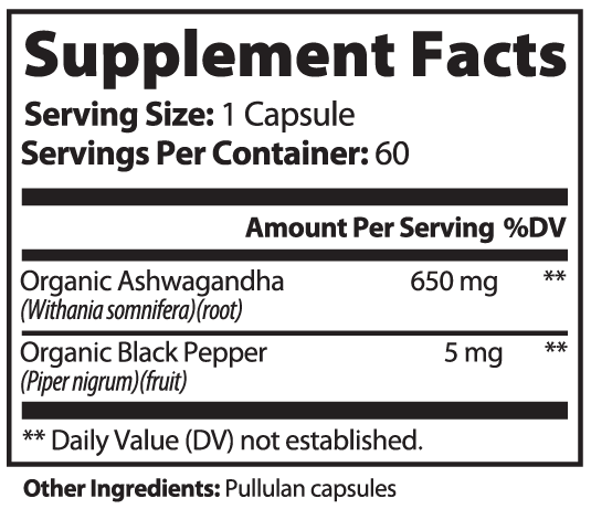 Echelon Calm Ashwagandha Supplement Facts