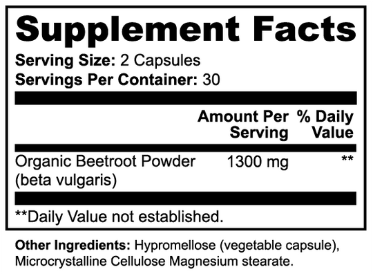 Echelon Organic Beetroot Supplement Facts