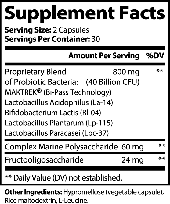 Echelon Probiotic 40 Billion Supplement Facts