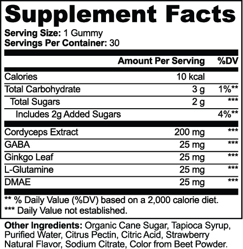 Echelon Cordyceps Energy Gummies Supplement Facts