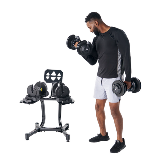 Echelon Strength Adjustable Dumbbells 752 with Stand