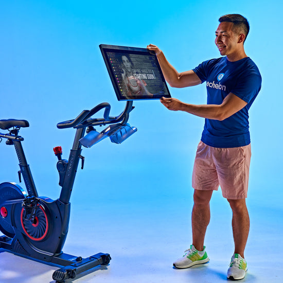 Oversized screen flips for off-equipment workouts