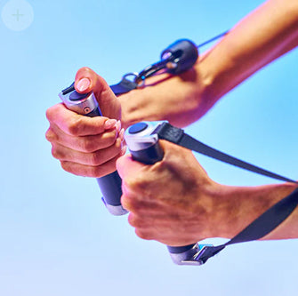Close-up showing both smart handle grips and their buttons