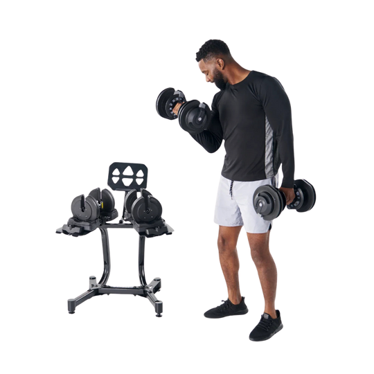 Echelon Strength Adjustable Dumbbells with Stand