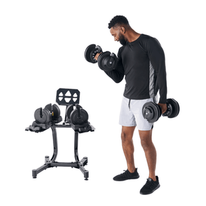 Echelon Strength Adjustable Dumbbells (7–52.5 lbs) with Stand - Partner