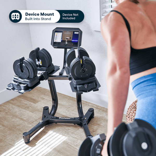 Echelon Strength Adjustable Dumbbells (7–52.5 lbs) with Stand - Partner - Echelon Fit US
