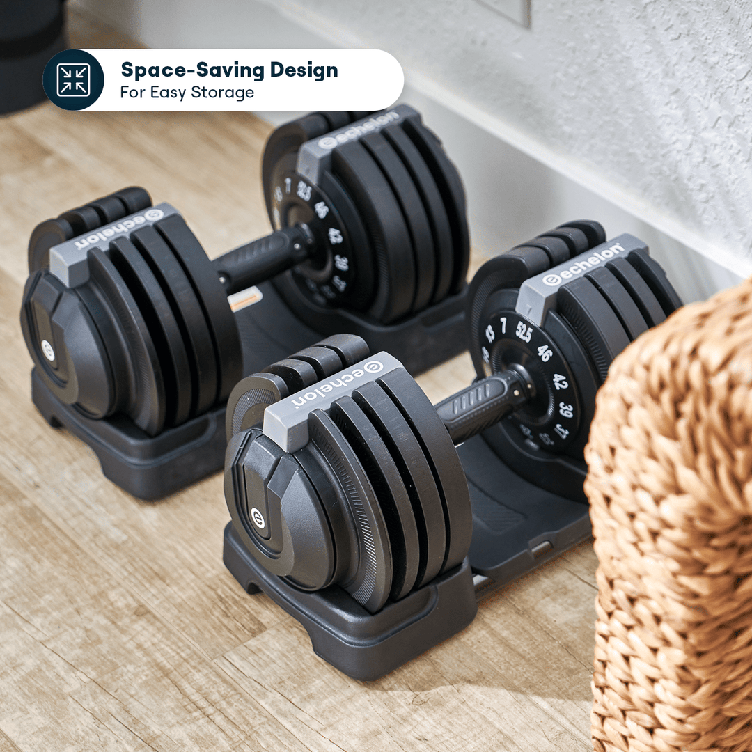 Echelon Strength Adjustable Dumbbells (7–52.5 lbs) with Stand - Partner - Echelon Fit US