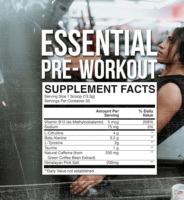 RAW Essential Pre-Workout Blue Raspberry - Echelon Fit US