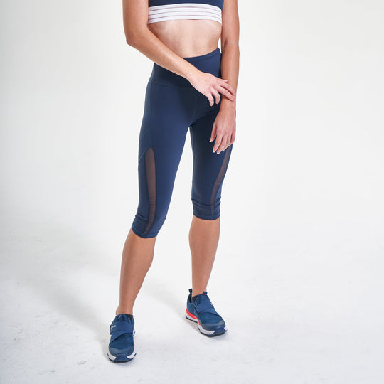 Echelon Cropped Legging with Mesh Panel - Echelon Fit US