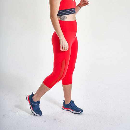 Echelon Cropped Legging with Mesh Panel - Echelon Fit US